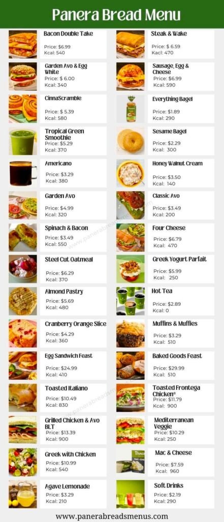 Panera Bread Menu