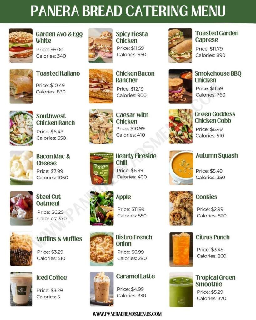 Panera Bread Catering Menu Updated February 2025